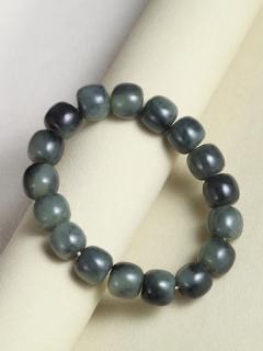 新疆青花籽料和田玉老型珠手串12x11mm